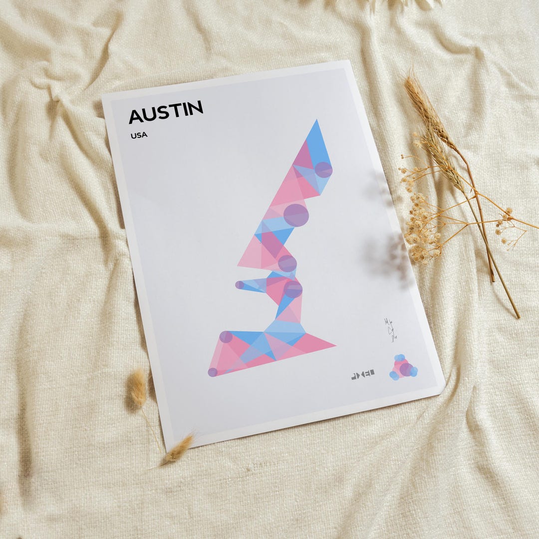 Austin Racetrack Poster - Geometric Shapes &amp; Vibrant Colors\ Modern Graphic Track Map Print ...