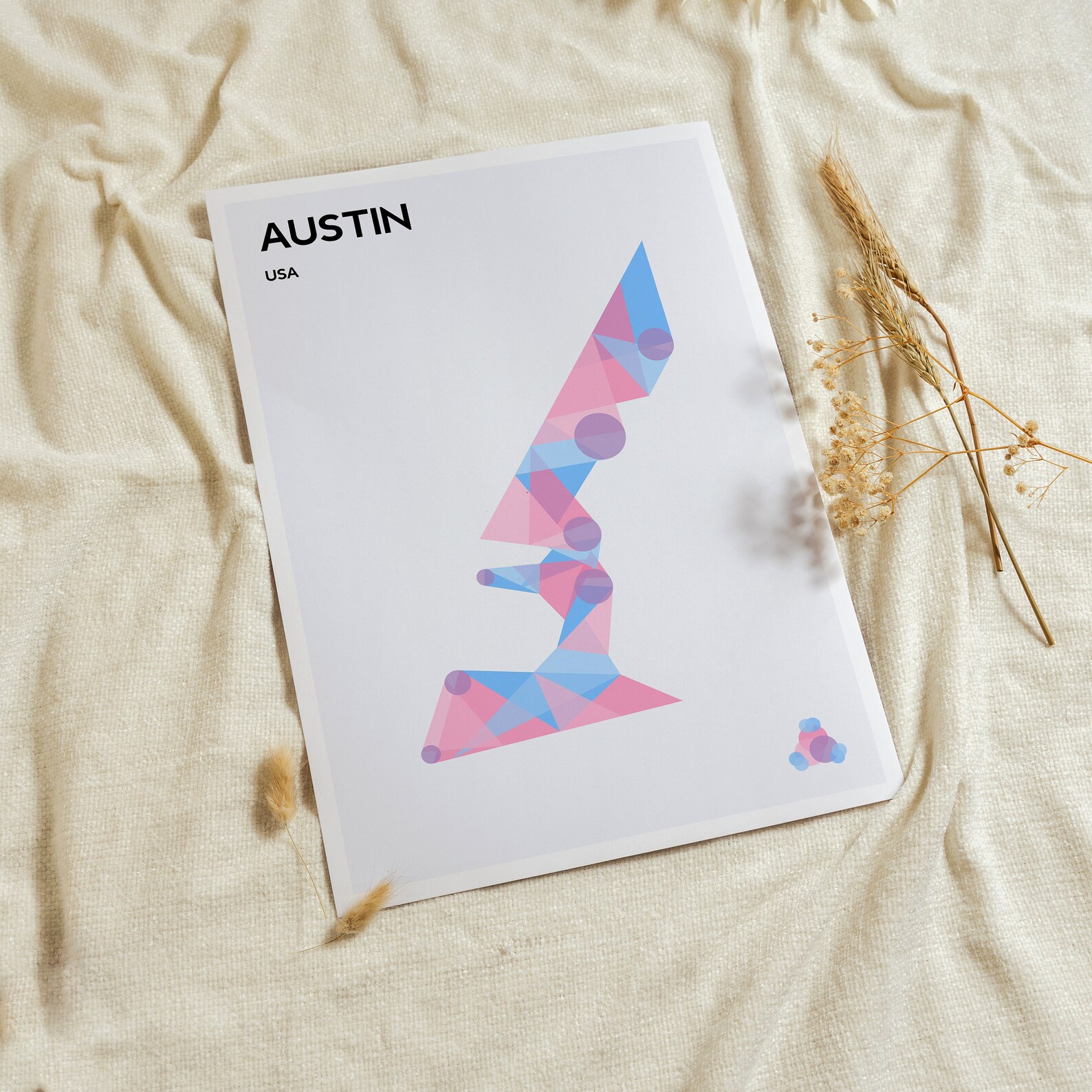 Austin Racetrack Poster Geometric Shapes &amp; Vibrant Colors Modern Graphic Track Map Print Gifts ...