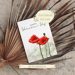 Charmant amour de pavot : carte de Saint-Valentin imprimable - DIY à la maison ! Exprimez votre affection avec cette carte illustrée à la main. Téléchargement instantané
