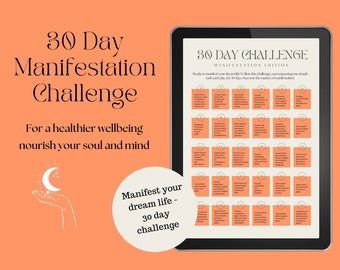 The Manifestation Challenge // 30 day challenge, Law of attraction, Manifestation guide, Challenge tracker