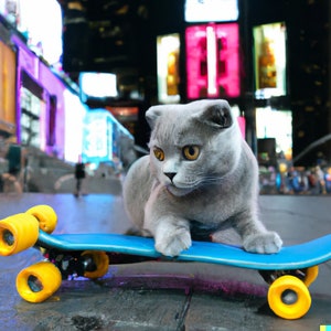 Scottish Fold Skateboarding