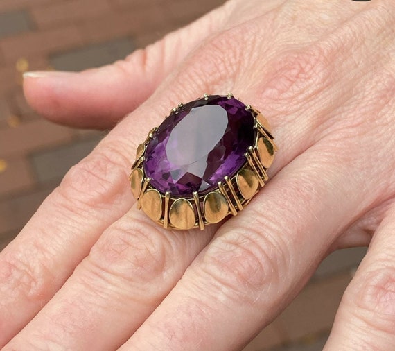 Beautiful Amethyst Ring Created Amethyst Glass 925 Sterling