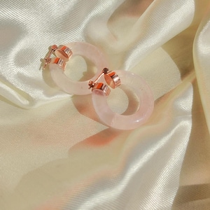 Rose Quartz Earrings, Quartz Stud Earrings, Pink Stone Earrings Stud, Rose Quartz Earrings, Quartz Gold Plated Earrings, Gifts For Her