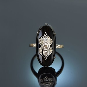 Victorian Black Onyx filigree silver ring -vintage ring,gemstone gothic goth steampunk elegance 925 silver ring