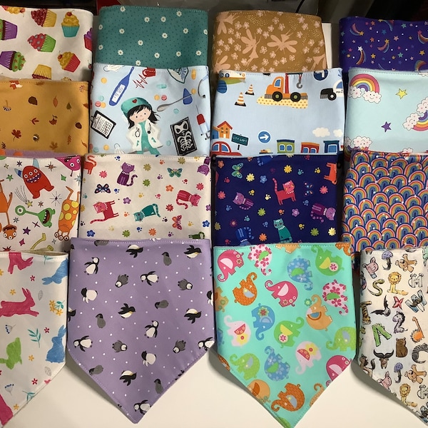 Toddler Dribble Bibs sets of 2 various patterns