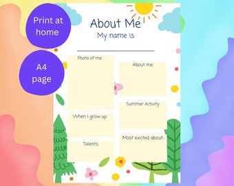 Pre-school children all about me template form - rainbow