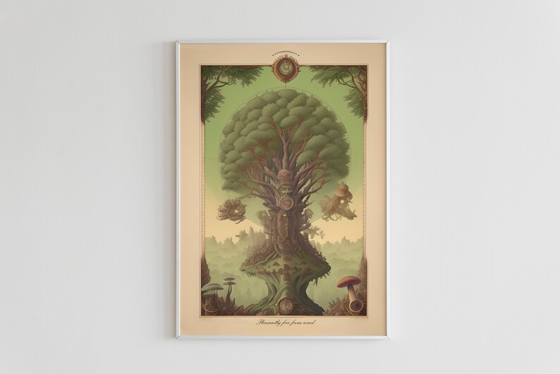 Printable Lithography Map of Trees Vintage Art Print Etsy