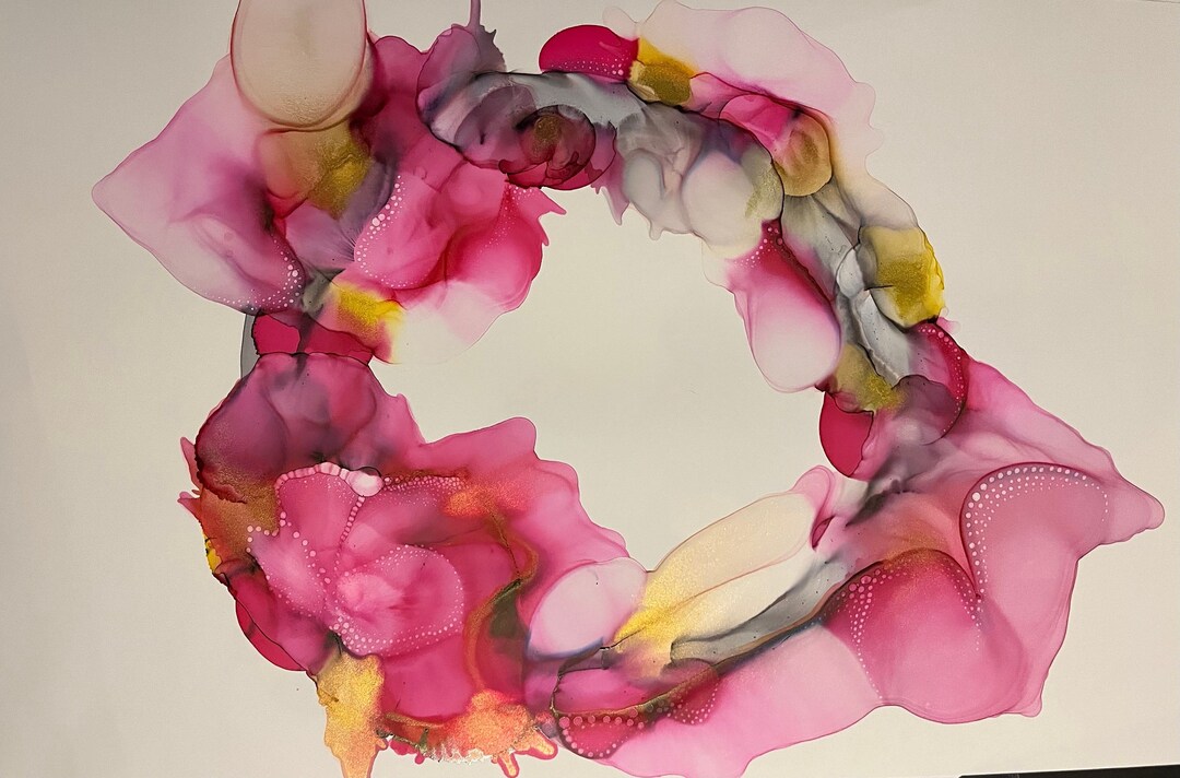 Shimmer Alcohol Ink Abstract Floral Wall Decor Etsy