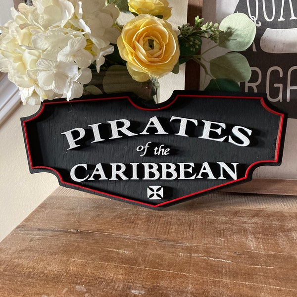 Pirates of the Caribbean ride wooden sign Mickey Tiered Tray Decor, Mickey and Minnie Decor, Disney Home Decor, Disney Tray Signs