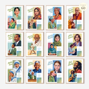 60 Peace Advocates and World Leaders Posters, History Classroom Decor, Famous Inspirational Quotes on Peace Bulletin Board, Digital Download