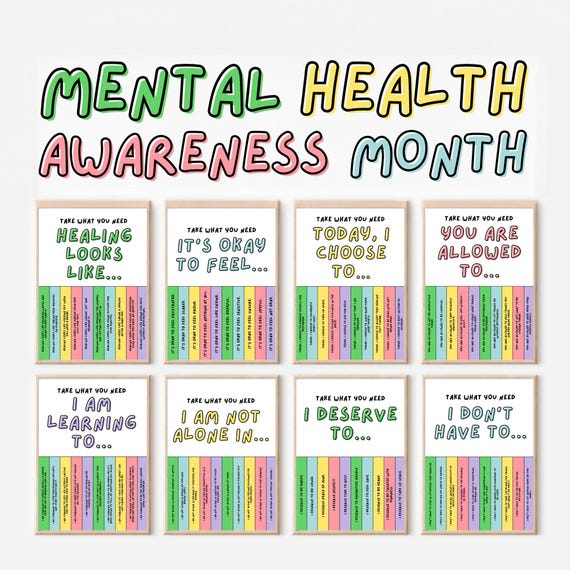 50 Mental Health Awareness Month Activity Posters, Printable Takeaway Quotes Bulletin Board Kit, Classroom & Office Decor Digital Download