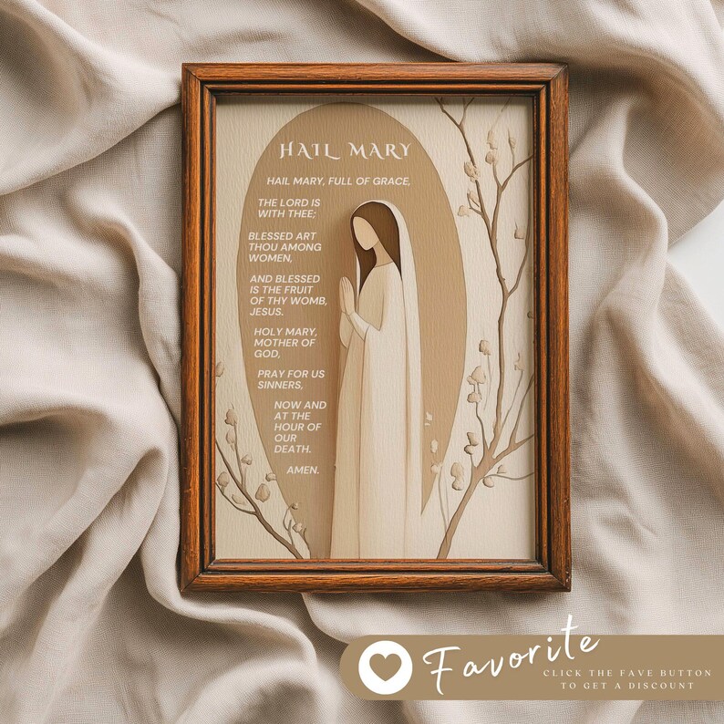 Hail Mary Catholic Prayer Printable Wall Art & Card for Lent Easter ...