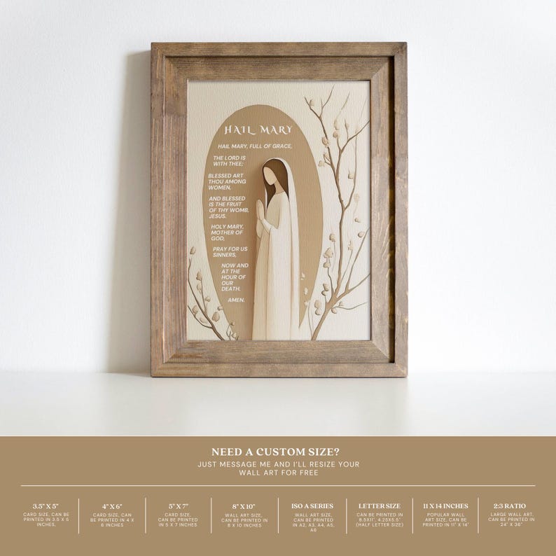 Hail Mary Catholic Prayer Printable Wall Art & Card for Lent Easter ...