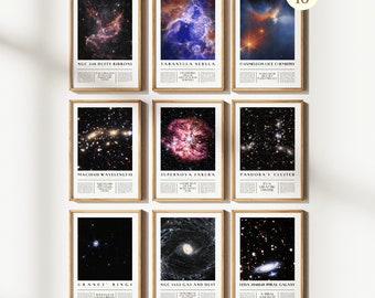 NASA James Webb Telescope 2023 Set of 10 Deep Field Digital Art, First Printable Posters | JWST Space, Science Classroom Bulletin Board