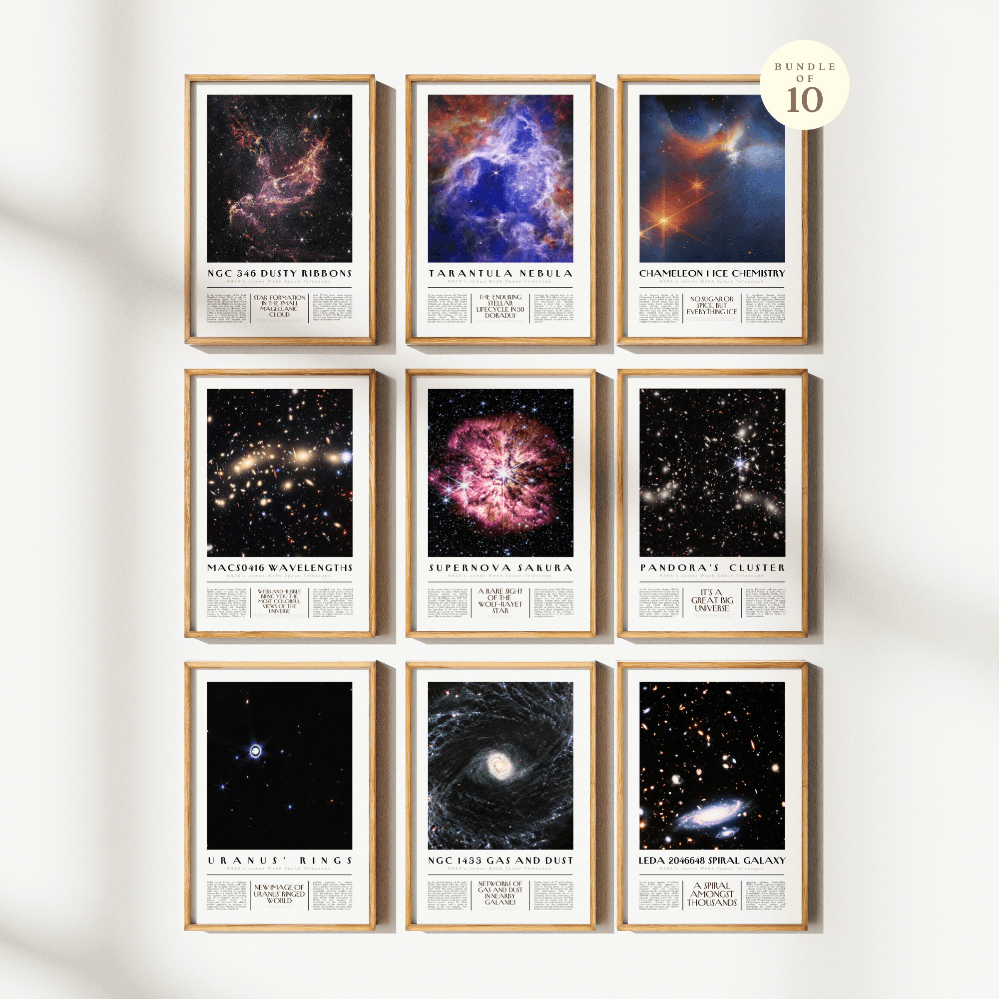 NASA James Webb Telescope 2023 Set of 10 Deep Field Digital Art, First Printable Posters | JWST Space, Science Classroom Bulletin Board