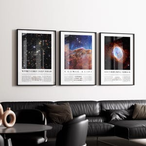 Set di 5 poster stampabili di arte digitale a campo profondo delle prime immagini del telescopio James Webb della NASA / Bollettino per l'aula di scienze JWST, Star, Space