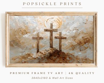 The Calvary Christian Frame TV Art | Jesus Wall Art, Crucifixion, Cross, Religious Easter Bible Digital Painting, Christmas Holy Week Gift