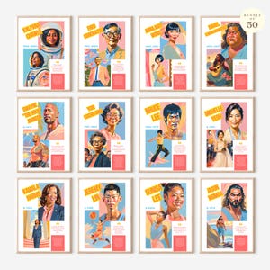 50 AAPI Asian American & Pacific Islander Heritage Month Posters, AAPI History Month Icons Classroom Bulletin Board Kit Digital Download
