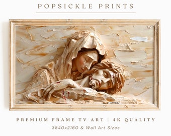 Pieta Christian Frame TV Art | Jesus Wall Art, Virgin Mary, Mothers Day Religious Easter Bible Digital Painting, Christmas Holy Week Gift