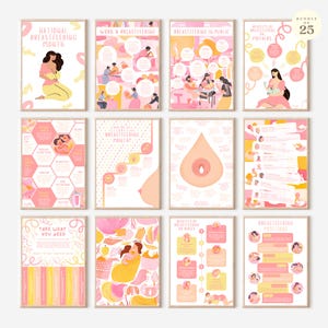 Set di 25 poster per la sensibilizzazione sulla settimana dell'allattamento al seno, regalo per la clinica di consulenza per l'allattamento, sostenitore del mese nazionale dell'allattamento al seno, supporto per le mamme