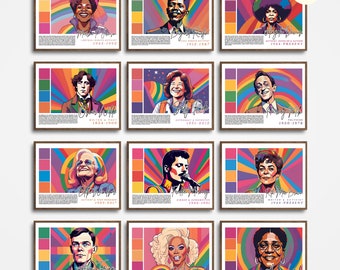 25 Pride Month Posters LGBT Icons, LGBTQIA+ History Bulletin Board Display Wall Art, Queer Quotes, SOGIE Inclusive Printable Classroom Decor
