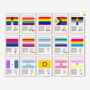80 Pride Flaggen Poster, Pride Month Klassenzimmer Dekor, LGBTQ Geschichts Juni Bulletin Board Display, LGBTQIA + Inklusive druckbare Klassenzimmer Dekoration