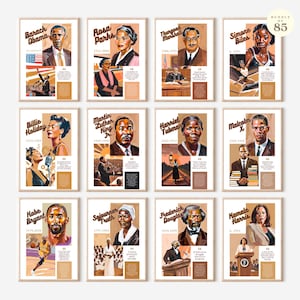 85 Black History Month-posters, beroemde citaten van Afro-Amerikaanse en Afrikaanse erfgoedpictogrammen voor prikbord, klasdecor, digitale download