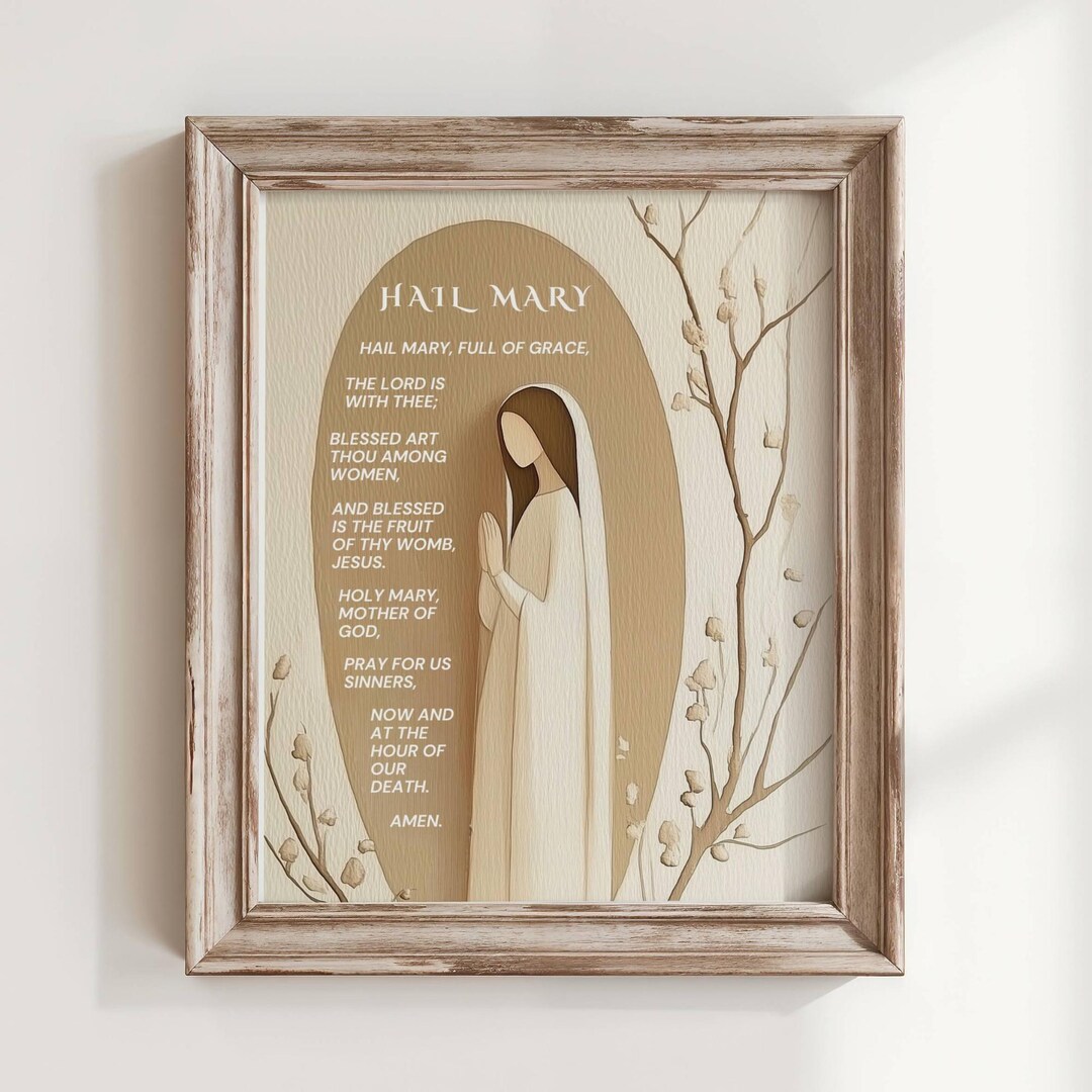 Hail Mary Catholic Prayer Printable Wall Art & Card for Lent Easter ...