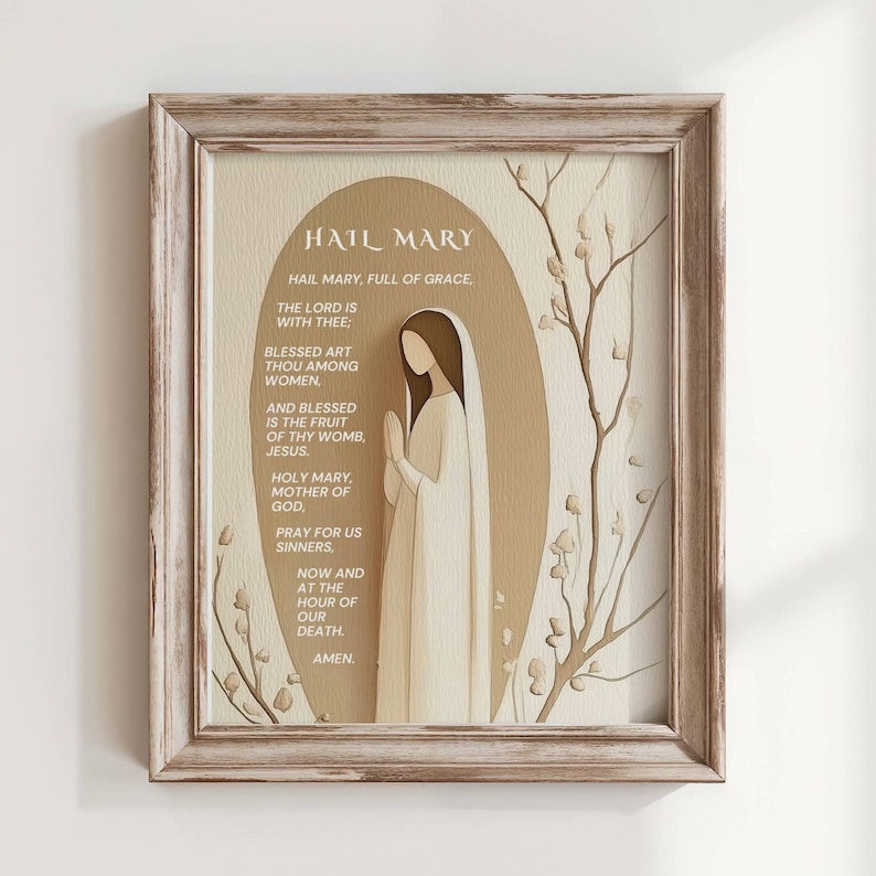Hail Mary Catholic Prayer Printable Wall Art & Card for Lent Easter ...