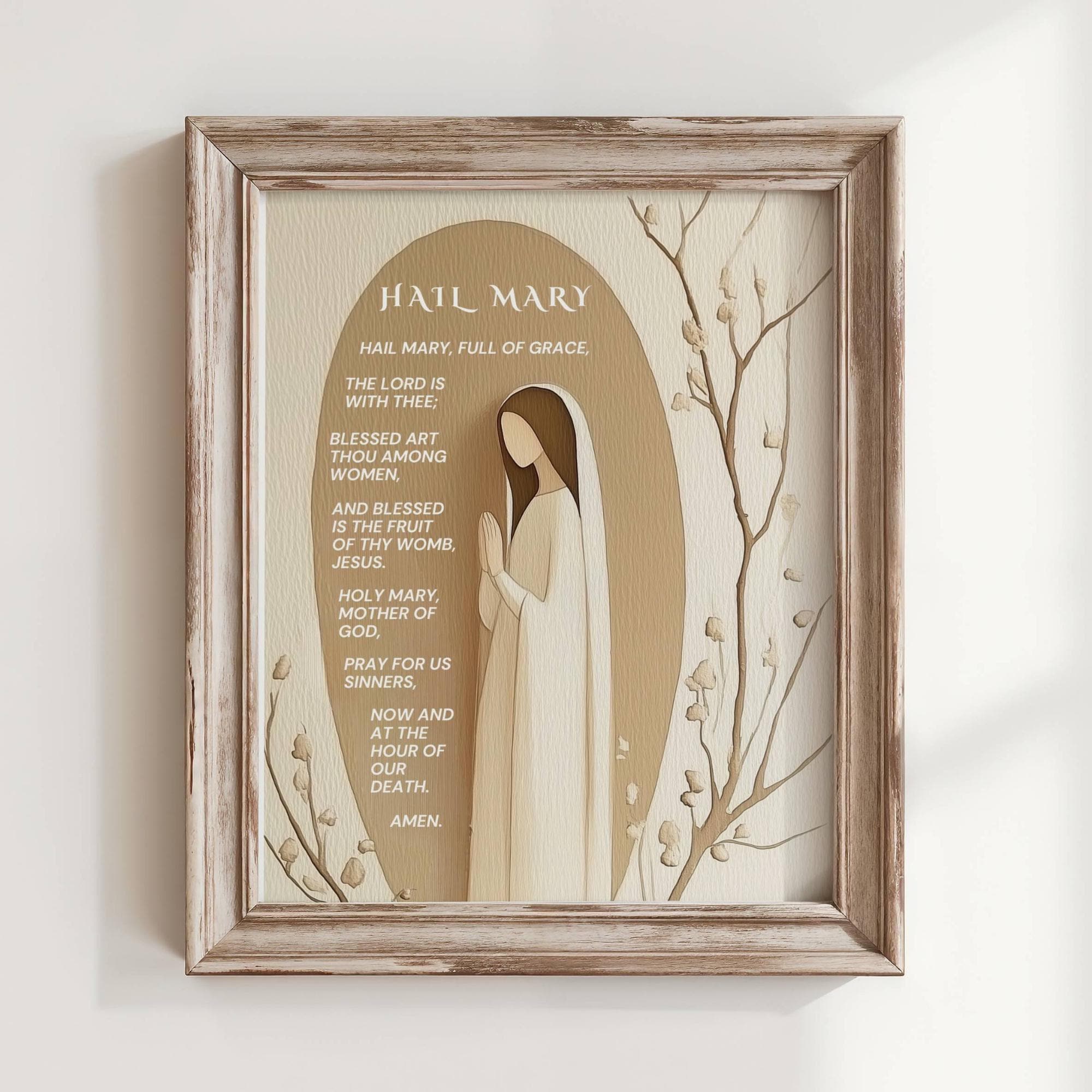 Hail Mary Catholic Prayer Printable Wall Art & Card for Lent Easter ...