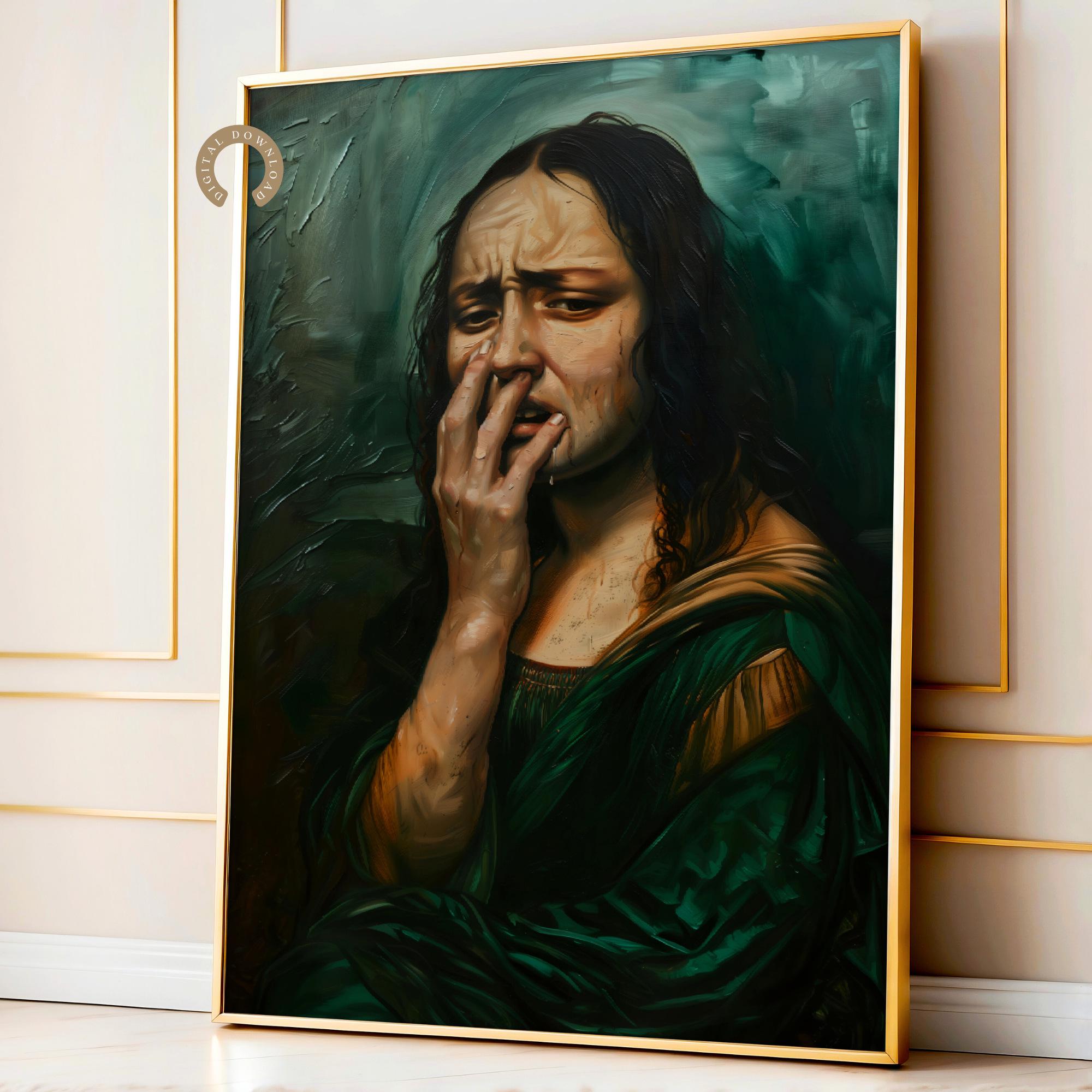 Tuin decoratie tekening van de mona lisa met een telefoon - 30x40 cm