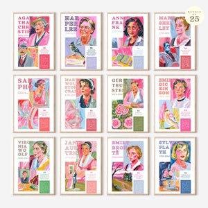 25 Women in Literature Bulletin Poster Digitaler Download, Zitate & Errungenschaften für den Geschichtsmonat der Frauen, englische Klassenzimmerdekor-Wandkunst