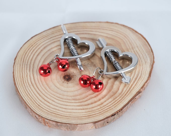 Metal Tiny Red Bells Heart Shape Orn main image 1