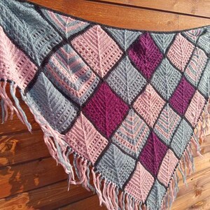 Handgebreide omslagdoek, gebreide bruiloftsjaal, gebreide patchworksjaal, gehaakte kanten sjaal, papillonsjaal, cadeau voor bruidsmeisje, cadeau voor haar, kunstsjaal