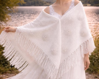 Knit wedding shawl,knit lace shawl,big size shawl,knit baktus, knit shawl wrap,gift for her,crochet wedding shawl,papillon shawl,art shawl