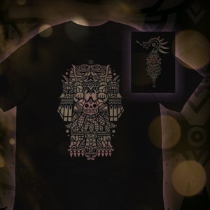 Mother Coatlicue double sided T-shirt, aztec, Earth goddess, snake, serpent skirt, Earth, skull, heart, hands, Mexica deity, Huitzilopochtli