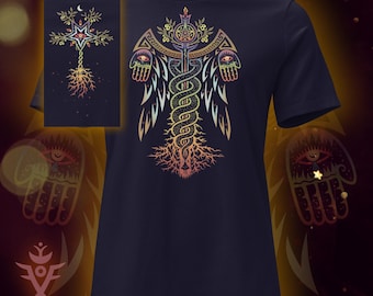 Camiseta feminina Caduceus Healer – Cura mística, design de caminho espiritual