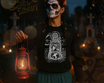 Santa Muerte Long Sleeves Shirt – Sacred Death Grim Reaper Design