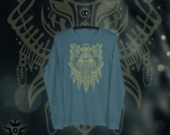 Wolf Spirit Long Sleeve Shirt – Shamanic Pack Energy, Mystic Tribe Design