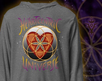 Seed of Life Hooded Long Sleeve Shirt – Sacred Geometry Heart Centric Universe Design