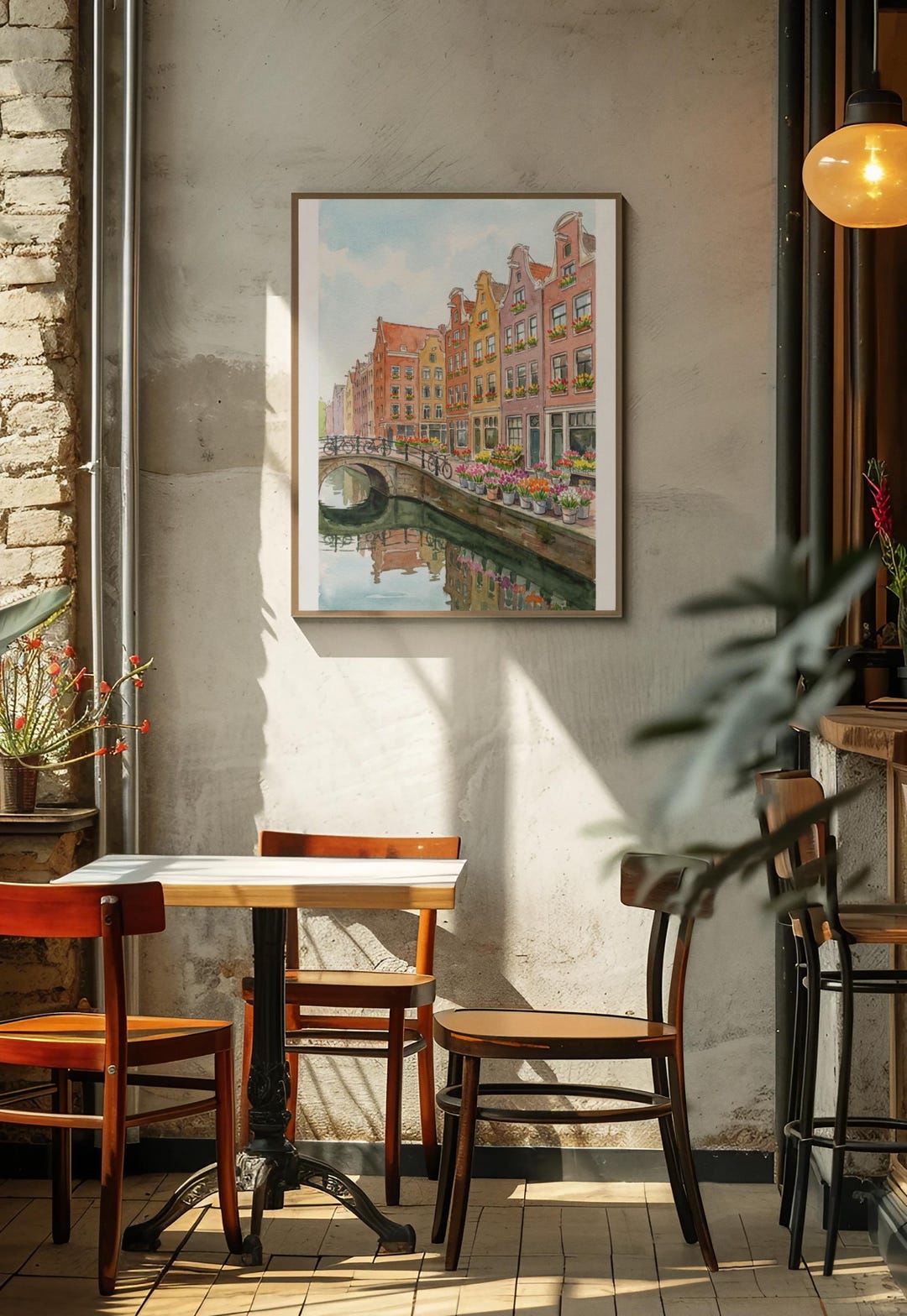 Amsterdam Canal Print | Spring Tulip Watercolor Wall Art (digital ...