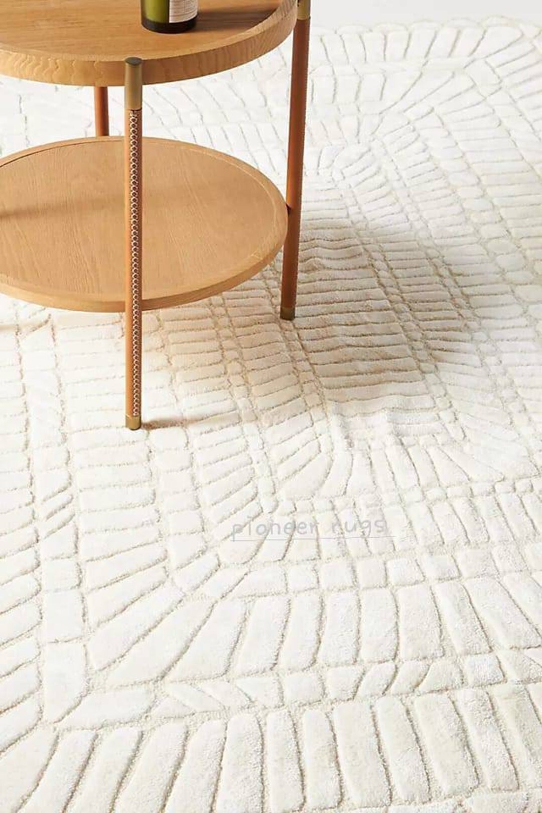 Subtle White Rug White Color Solid Abstract Modern Fine Wool Loop Cut Designer Tufted ...