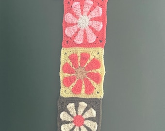 Retro hippy style wall hanging - flowers