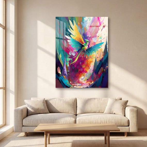 L’Envol Chromatique – Art mural contemporain pour salon moderne