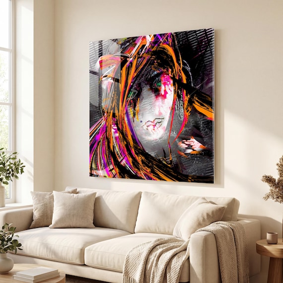 Abstract photo print, The Exquisite Corpse grey and orange | Plexiglas/Aluminium | Polygonal/Square/Round | Wall art.