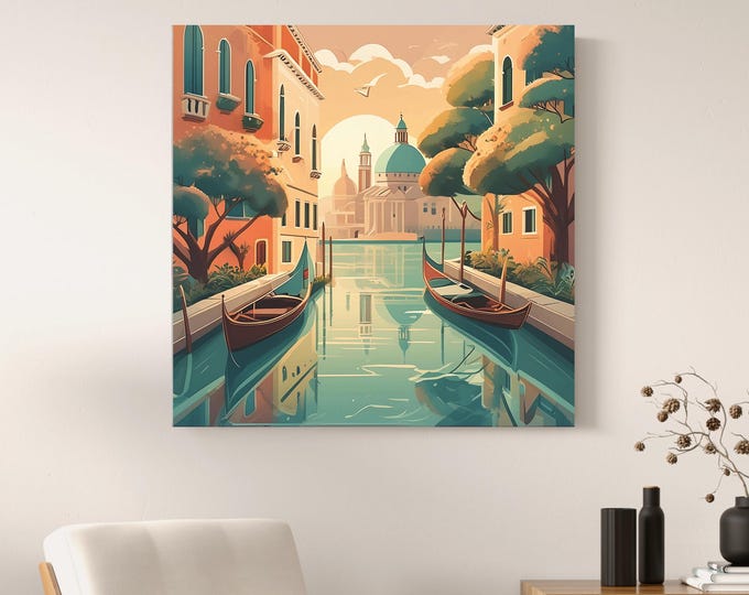 Featured listing image: Tableau mural Venise – Canal romantique et gondoles