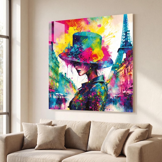 Paris wall decoration in plexiglass – Modern painting of an elegant woman – Contemporary art