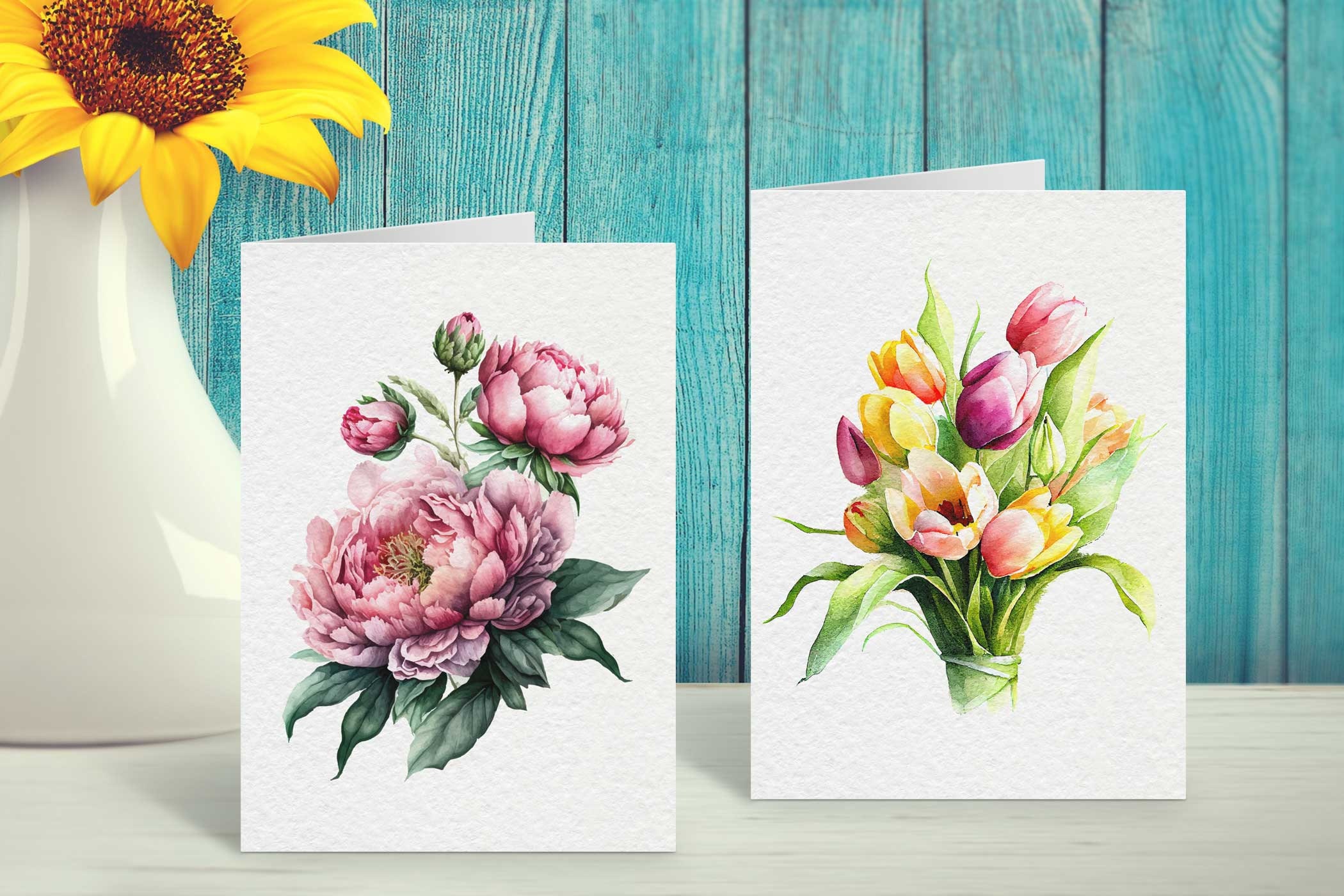 Set of 3 Watercolor Cards Envelopes Premium Heavyweight 5x7 Etsy