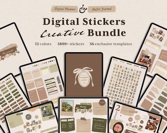 1800+ Vintage Digital Stickers Bundle: Journal Elements, Planner Templates, Scrapbook Kit (PNG, Pre-Cropped GoodNotes)