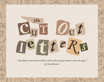 Magazine Cutout Letter Digital Stickers: Scrapbooking, Journaling, Collage, Ransom Note (PNG, Pre-Cropped GoodNotes)